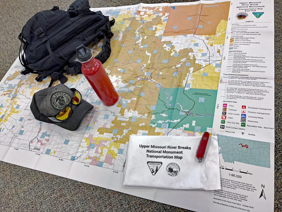 Missouri Breaks Monument Transportation Map available for hunters